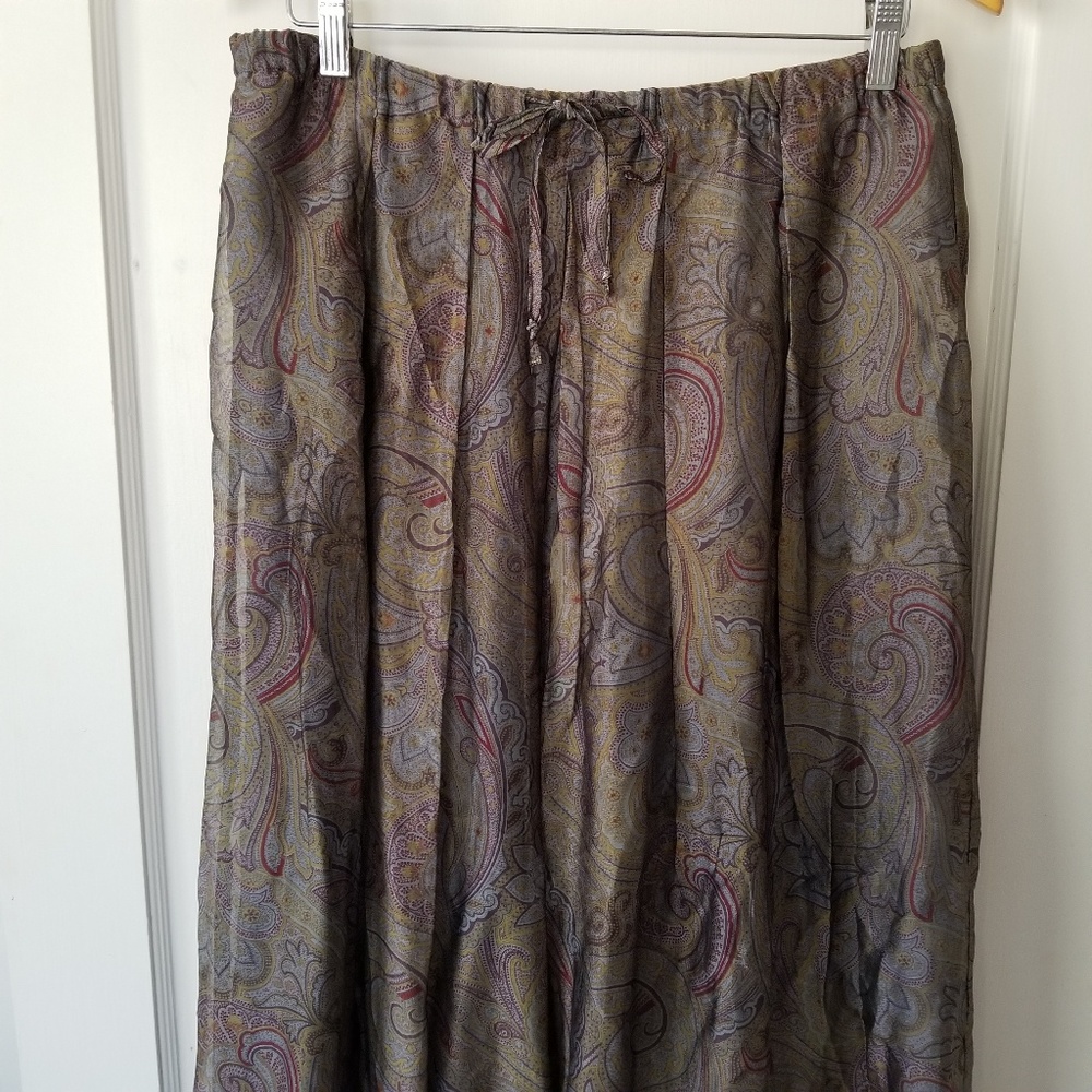 Lafayette 148 Grey Paisley Chiffon Maxi Skirt
